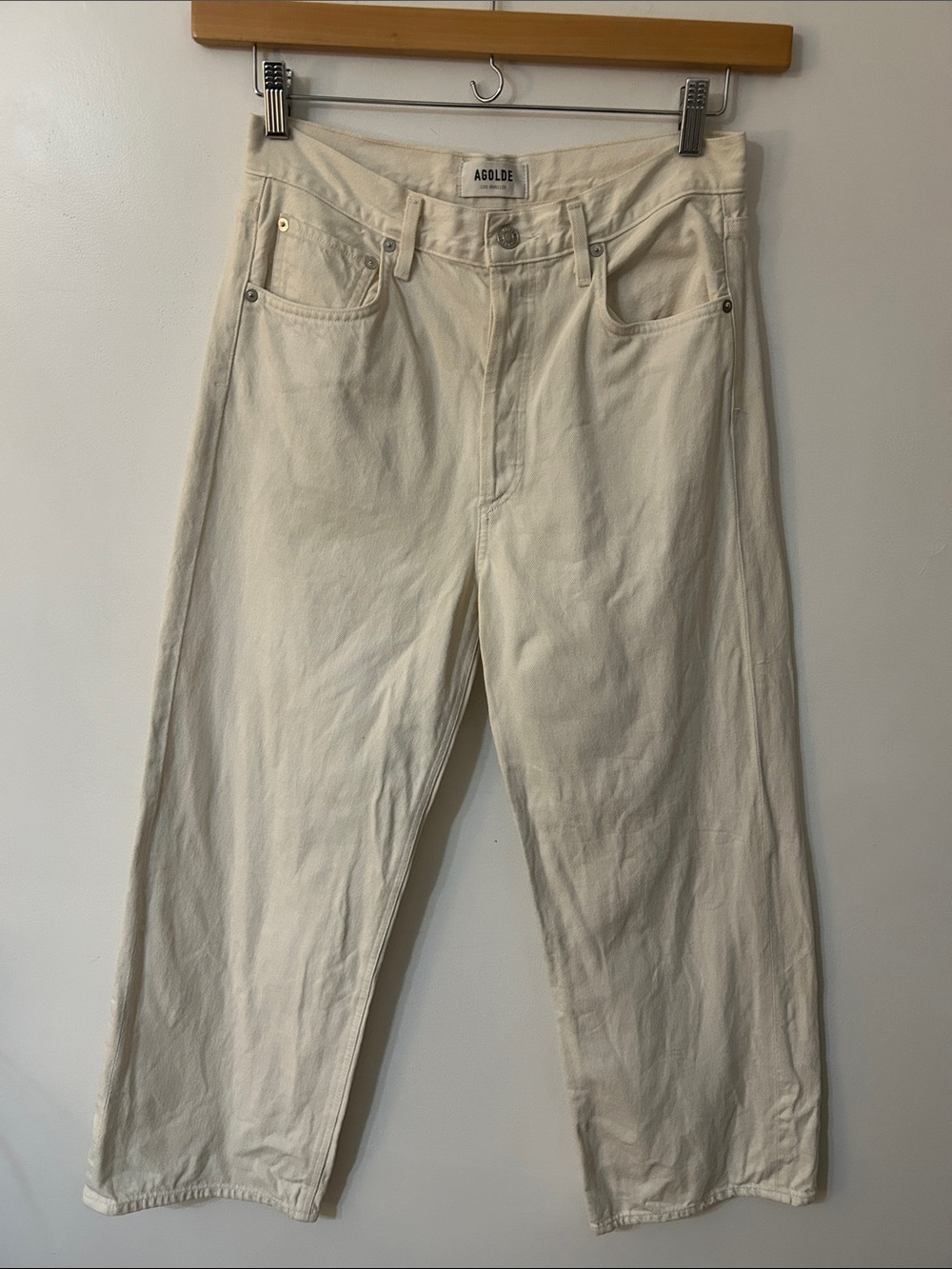 Agolde Ren High Raise Wide-Leg Jeans Women’s Size 28 Ecru